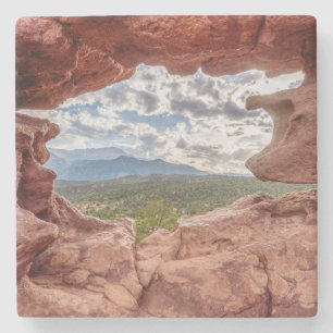 Pikes Peak Through A Rock Hole Stone Coaster