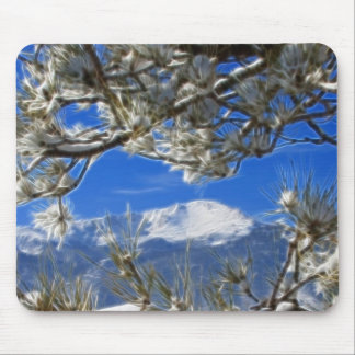 Pikes Peak Winter Snow Covered Fractal Art Mouse Pad