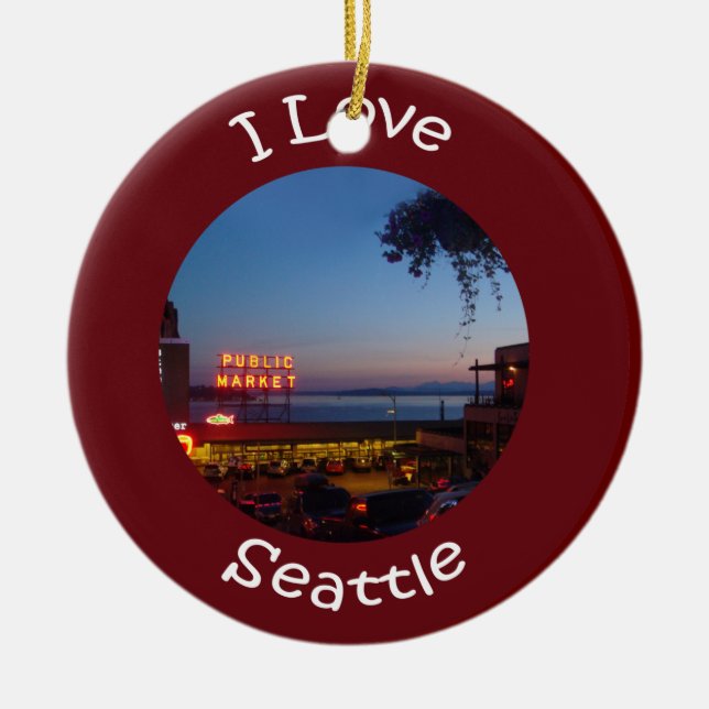 Pikes Place Market Ceramic Tree Decoration (Front)