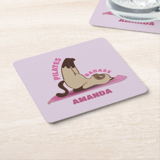 Pilates Badass Workout Kitty Cat Coaster (Angled)
