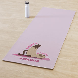 Pilates Badass Workout Kitty Cat Custom Name Yoga Mat