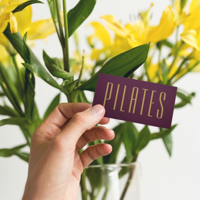 Pilates Burgundy And Gold Minimalist  Business Card (Creator Uploaded)