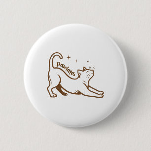 Pilates Cat Lover Stretching Workout Fitness Worko 6 Cm Round Badge