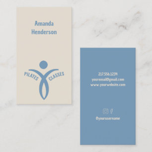 Pilates Classes Simple Sky Blue Logo Business Card