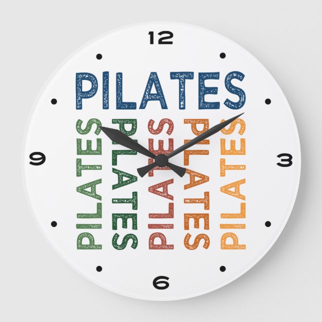 Pilates Cute Colourful Large Clock (Front)