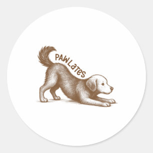 Pilates Dog Lover Stretching Workout Fitness Worko Classic Round Sticker