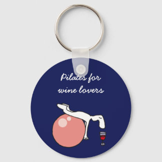 Pilates for wine lovers keychain, purple key ring