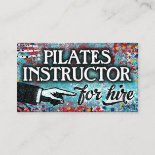 Pilates Instructor For Hire Business Cards - Blue 