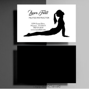 Pilates Instructor Minimalist Black And White Business Card