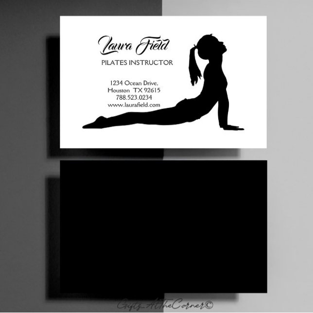 Pilates Instructor Minimalist Black And White Business Card (Creator Uploaded)