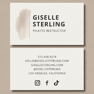 Pilates Instructor Neutral Beige Watercolor Business Card