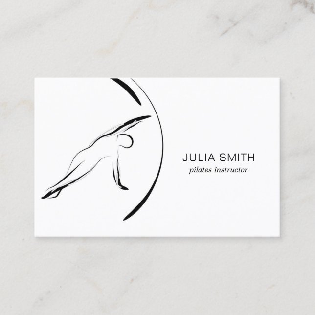Pilates Instructor Pilates Poses Two Sided Black Business Card (Front)