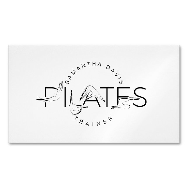 Pilates Instructor Pilates word Magnetic Business Card (Front)