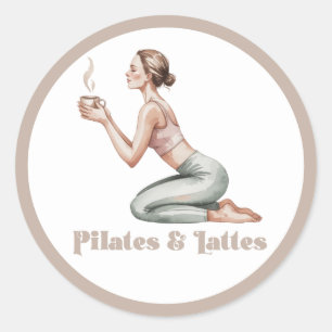 Pilates & Lattes Wellness Experience Party Classic Round Sticker
