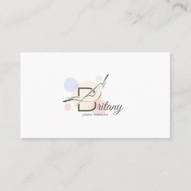 Pilates  Letter B Pose | Monogram Letter B Pilates Business Card (Front)