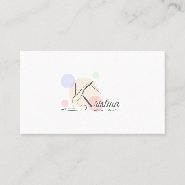 Pilates  Letter K Pose | Monogram Letter K Pilates Business Card (Front)