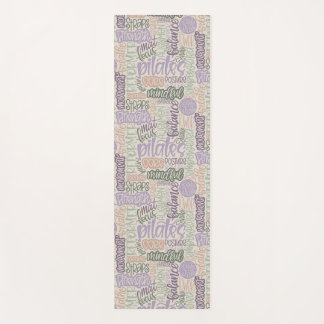 Pilates Lingo-Sage Lilac Hand-Lettered WordCollage Yoga Mat