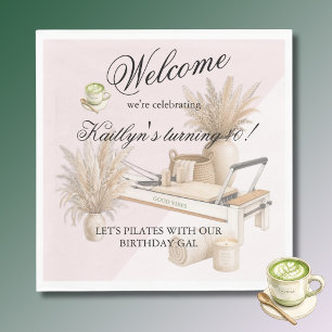 Pilates & Matcha (any age) 40th Birthday Event  Napkin
