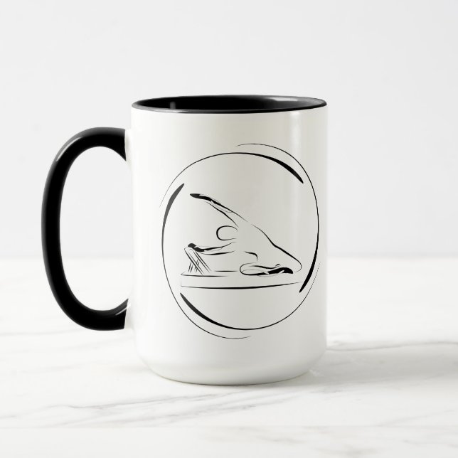 Pilates mermaid pose on the reformer mug (Left)