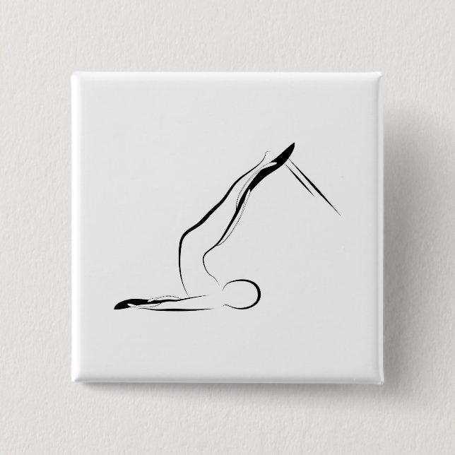Pilates pose 15 cm square badge (Front)