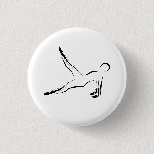 Pilates pose 3 cm round badge (Front)