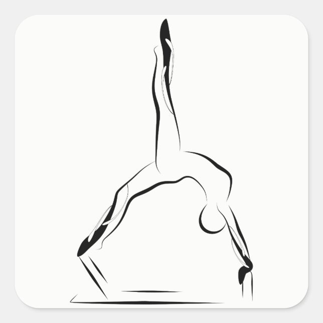 Pilates pose square sticker (Front)