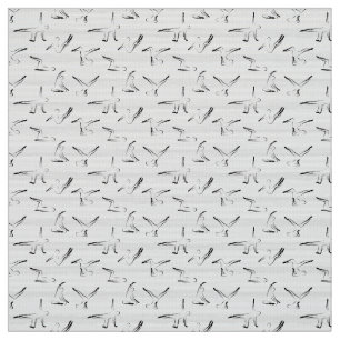 Pilates Poses Seamless Pattern in black color Fabric