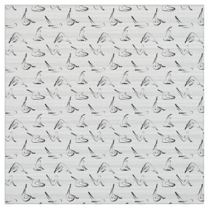 Pilates Poses Seamless Pattern in black colour Fabric