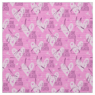 Pilates Poses Seamless Pattern in dark pink Fabric
