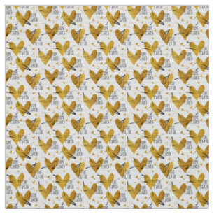 Pilates Poses Seamless Pattern in gold colour Fabric