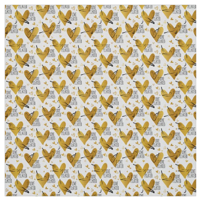 Pilates Poses Seamless Pattern in gold  colour Fabric (Swatch)