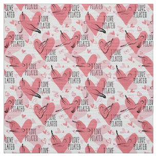 Pilates Poses Seamless Pattern in light red colour Fabric
