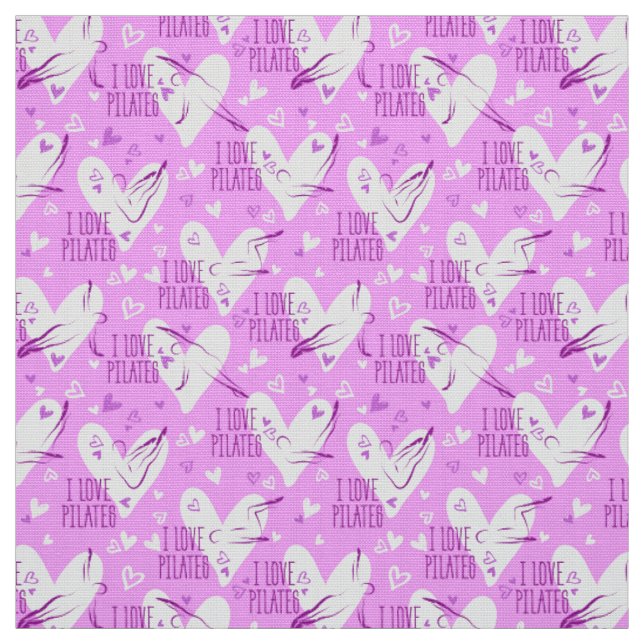 Pilates Poses Seamless Pattern in magenta colour Fabric (Swatch)