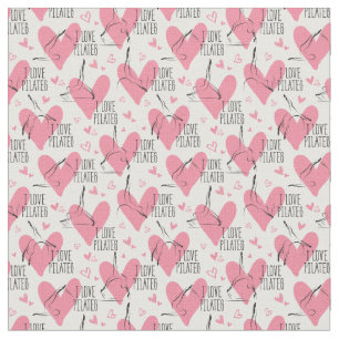 Pilates Poses Seamless Pattern in pink colour Fabric