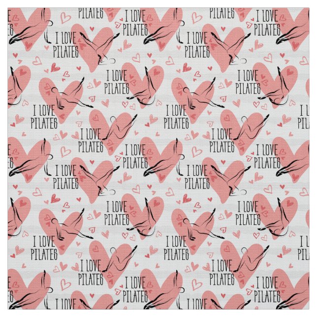 Pilates Poses Seamless Pattern in pink colour Fabric (Swatch)