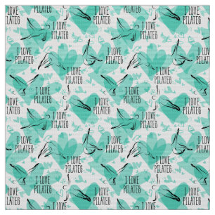 Pilates Poses Seamless Pattern in teal color Fabric