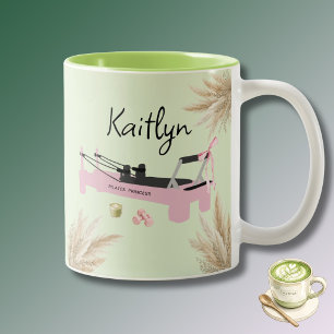 Pilates Princess Pink Reformer & Matcha  Two-Tone Coffee Mug