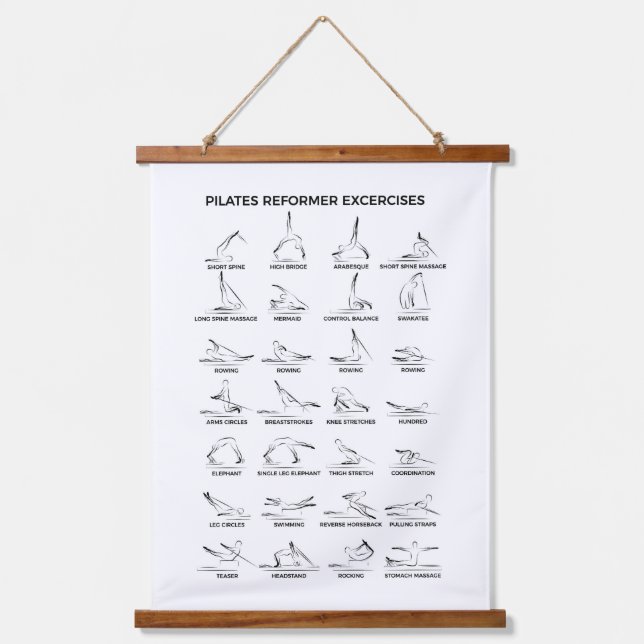 Pilates Reformer Exercises Hanging Tapestry (Front)