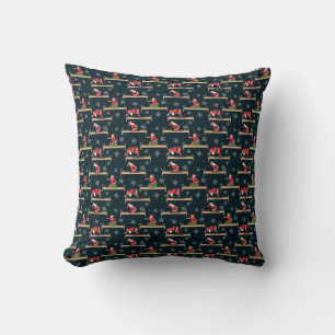Pilates Reformer Santa Seamless Christmas Patterns Cushion