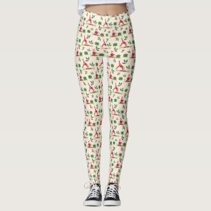 Pilates Reformer Santa Seamless Christmas Patterns Leggings