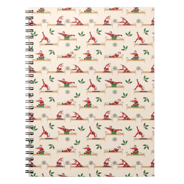 Pilates Reformer Santa Seamless Christmas Patterns Notebook (Front)