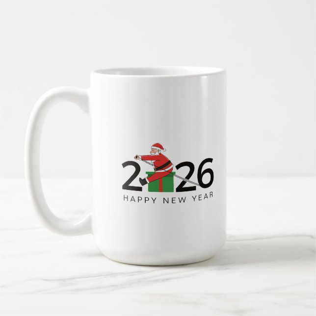 Pilates Santa Happy New Year Coffee Mug (Left)
