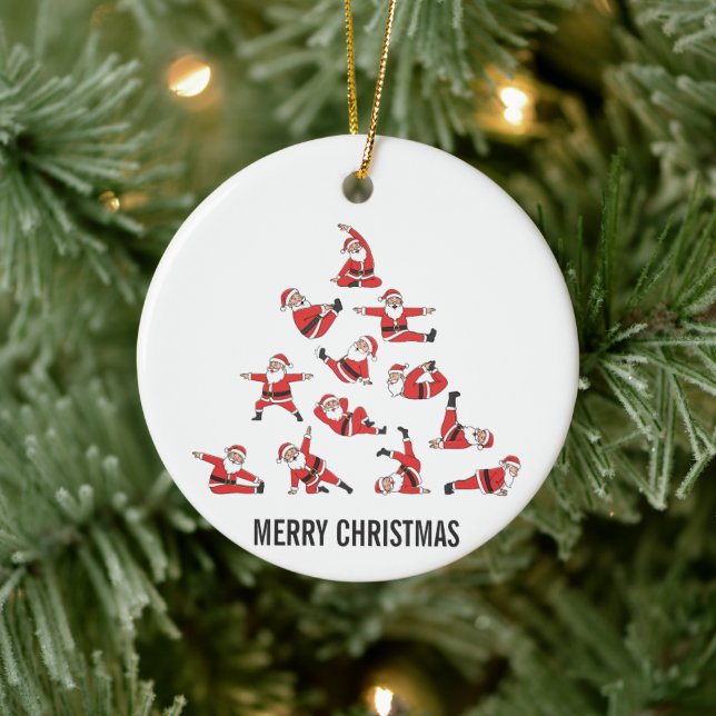 Pilates Santa Mat Christmas Ceramic Tree Decoration (Tree)