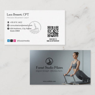 Pilates Studio Business   Modern Gray Barcode Business Card