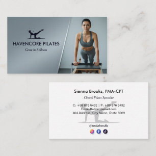 Pilates Studio Business Modern Grey Barcode Card