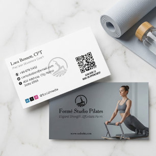 Pilates Studio Business Modern Grey Barcode Card