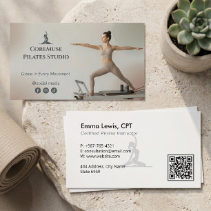 Pilates Studio Business Natural Grey Card