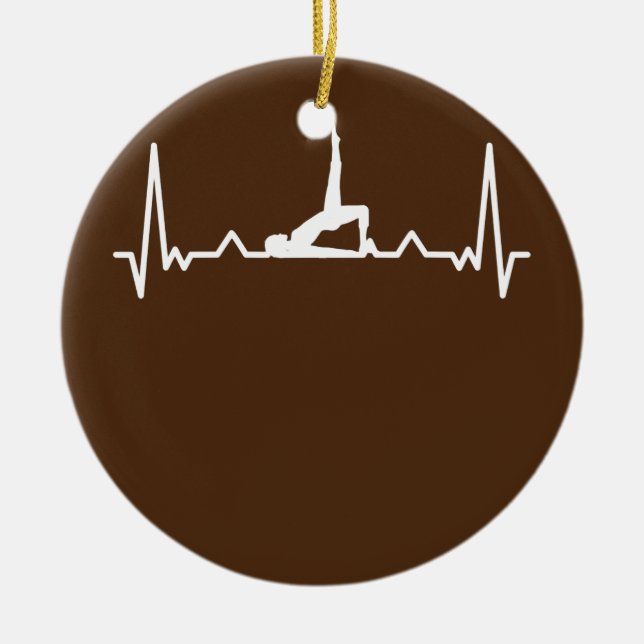 Pilates Workout Heartbeat  Ceramic Tree Decoration (Front)