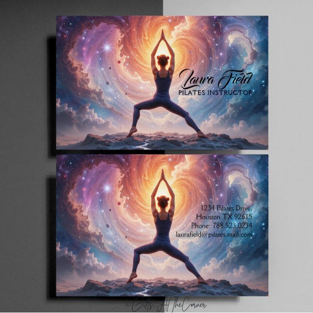 Pilates Yoga Instructor Cosmos Business Card (Creator Uploaded)