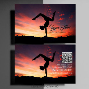 Pilates Yoga Instructor Sunset Business Card